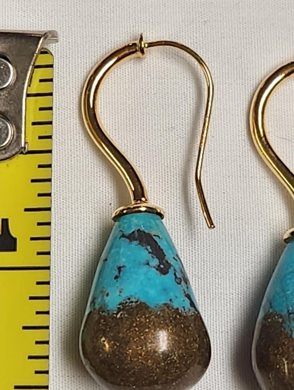 Colleen Lopez Sterling Silver Goldclad Turquoise And Copper Nugget Earrings - Picture 8 of 10